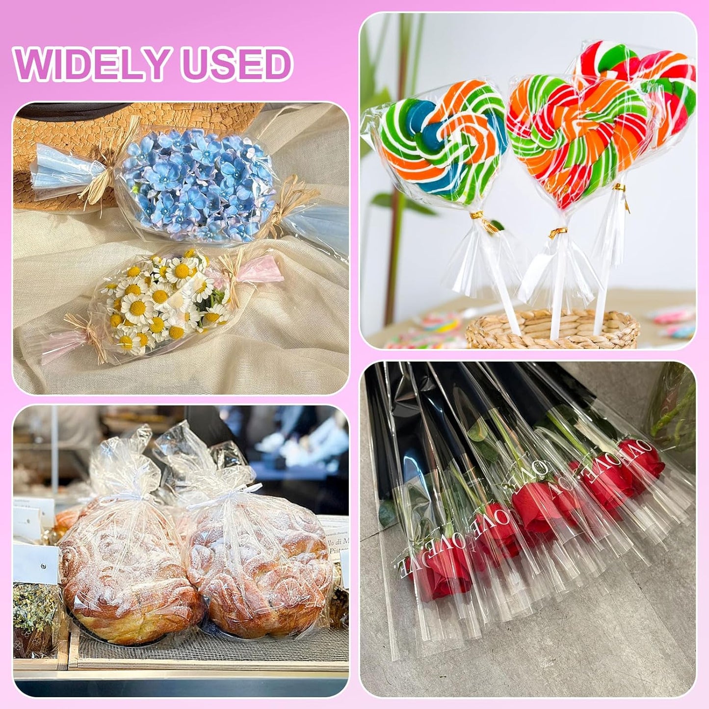 PEASUG 120 PCS Clear Cellophane Wrap, Cellophane Sheets, 6x8 Inches Cello Sheets, Clear Wrapping Paper or DIY Crafts Project, Art, Lights, Window Decoration