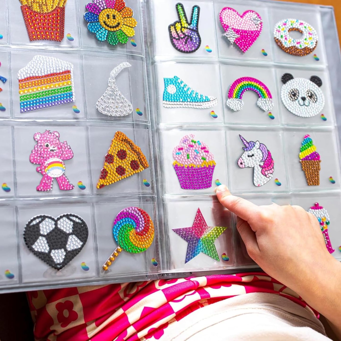 StickerBeans® Rhinestone Stickers – Whimsical 4-Pack, 2” x 2” Unique Sparkly Cut-to-Shape for Collecting, Trading, Decorating Laptops, Phone Cases, Scrapbooks, Kids, Teens, & Adults