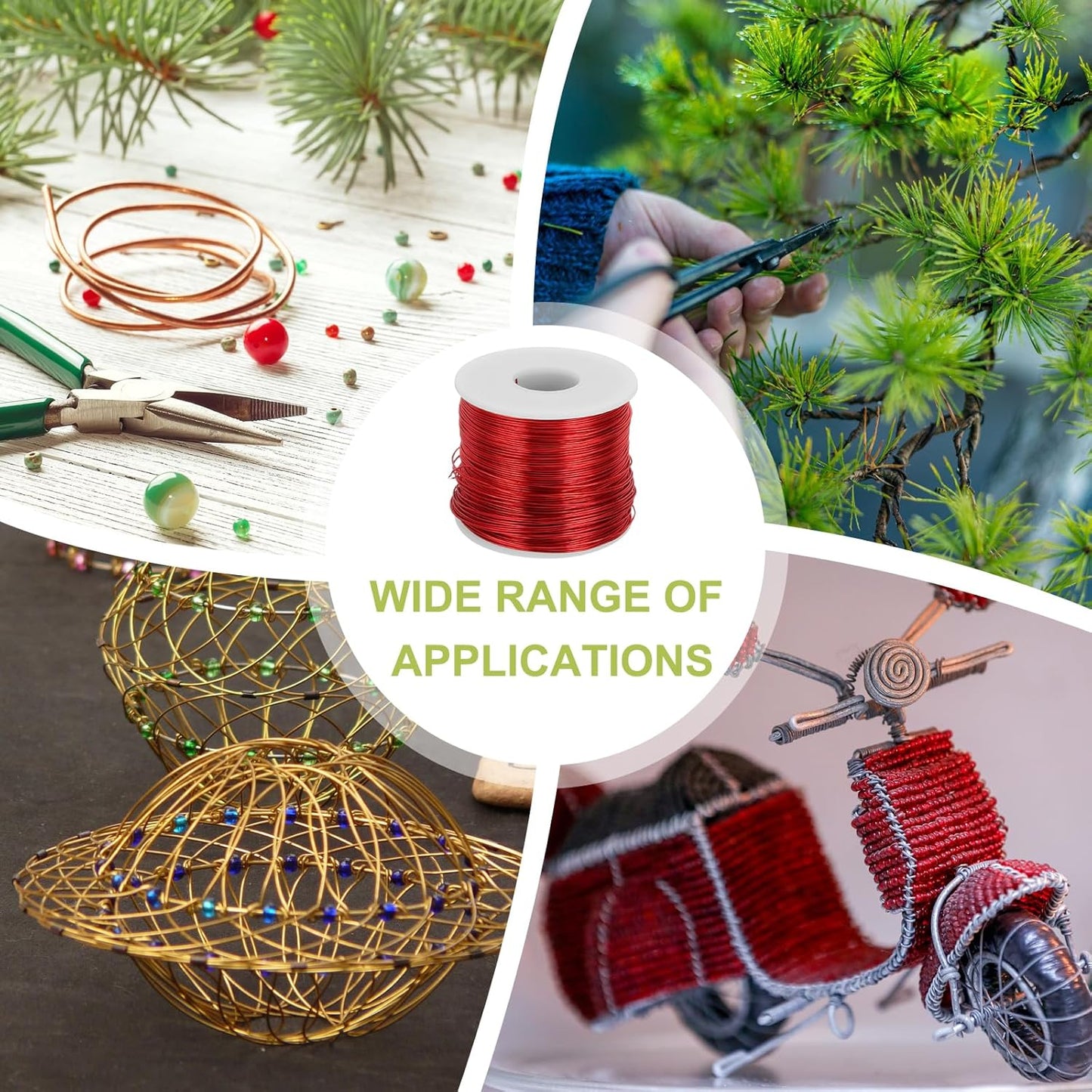 MECCANIXITY 20 Gauge Anodized Aluminum Craft Wire Bendable Bonsai Training Wire 771 Feet 0.8mm for Sculpting Crafts Wreath Floral Beading Jewelry Making, Red