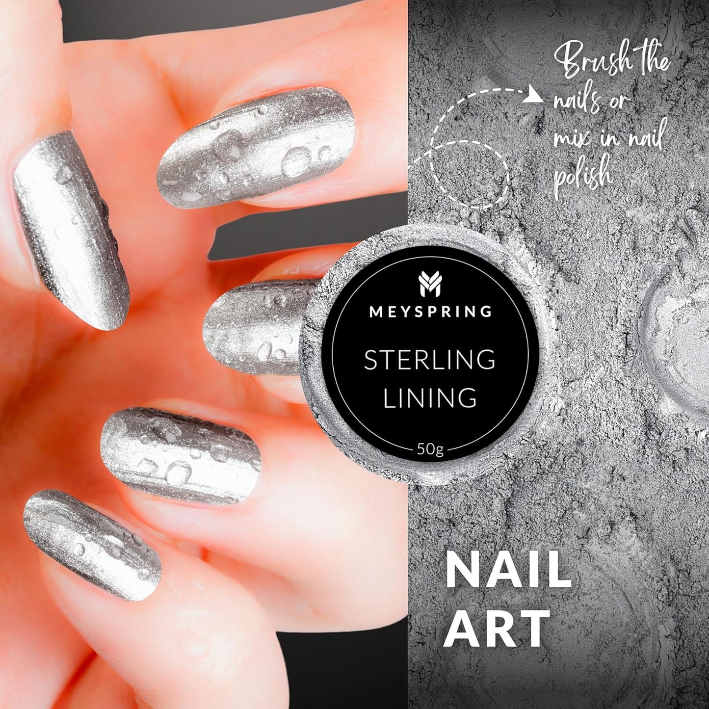 MEYSPRING Sterling Lining - True Metallic Pigment for Epoxy, Casting & UV Resin - Silver Metallic Pigment Powder for Resin Art & Makeup