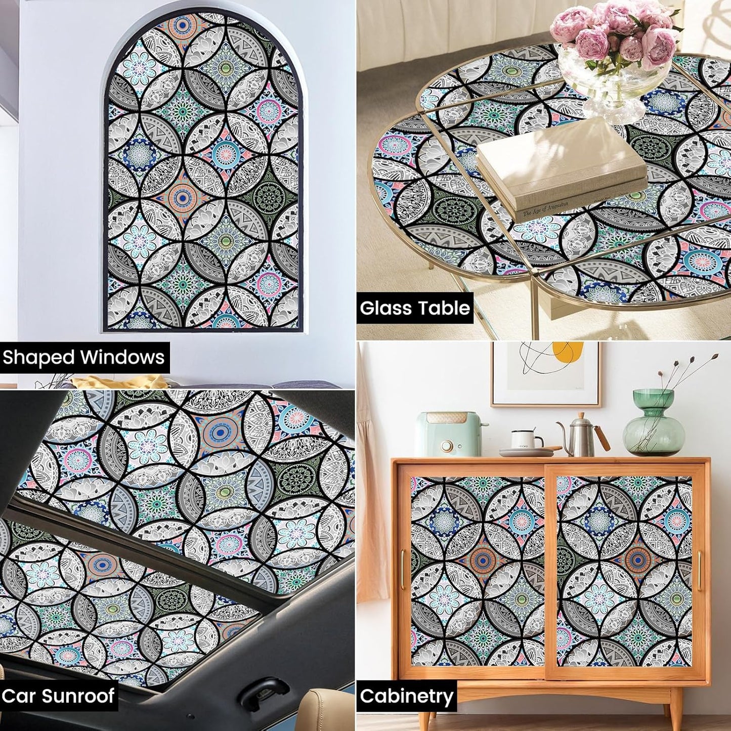 DKTIE Static Cling Decorative Window Film with Installation Tools Non Adhesive Privacy Film Stained Glass Window Film for Bathroom Shower Door Heat Cotrol Anti UV 35.4 x 118.1 Inch