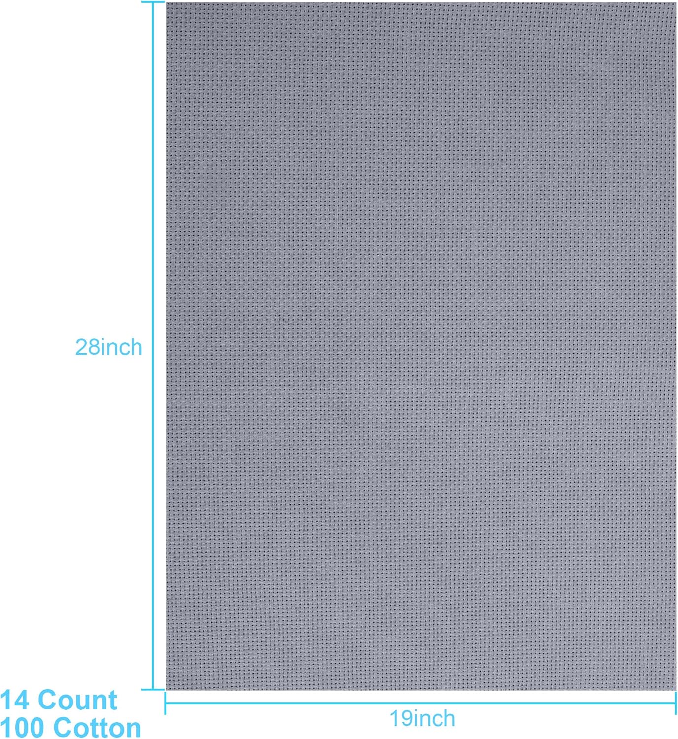 Aida Cloth 14 Count Cross Stitch Fabric,19×28inch (14CT, Gray)