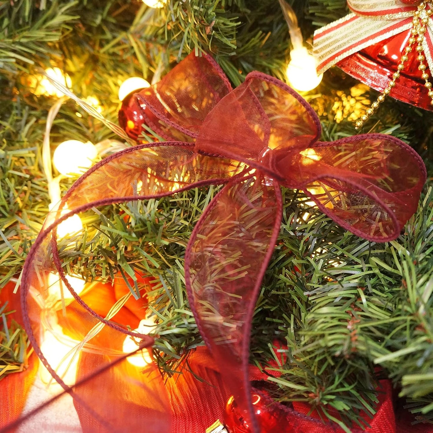 CT CRAFT LLC Sheer Organza Wired Ribbon 1.5" x 50Yards Burgundy for Wedding Chair Bow Flora Bouquet Gift Wrapping Christmas Tree Home Decor Wreath