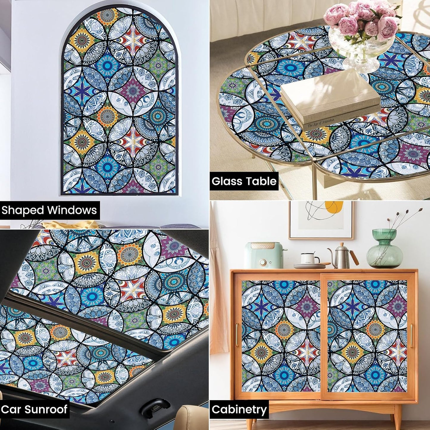 DKTIE Static Cling Decorative Window Film with Installation Tools Non Adhesive Privacy Film Stained Glass Window Film for Bathroom Shower Door Heat Cotrol Anti UV 35.4 x 118.1 Inch