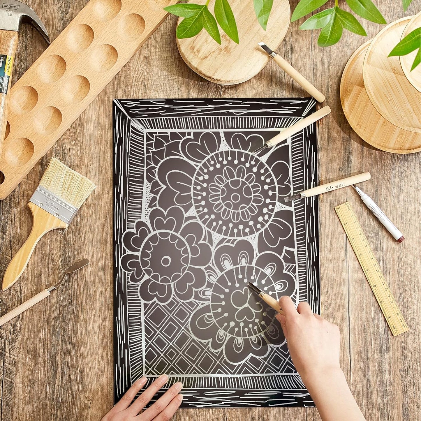 Yeaqee 4 Pcs Linoleum Block Rubber Carving Block Soft Linocut Blocks Large Linoleum Sheet Unmounted Lino Plates for Engraving Art Project Printmaking Artist Studio Supplies (12 x 18 Inch,Gray)