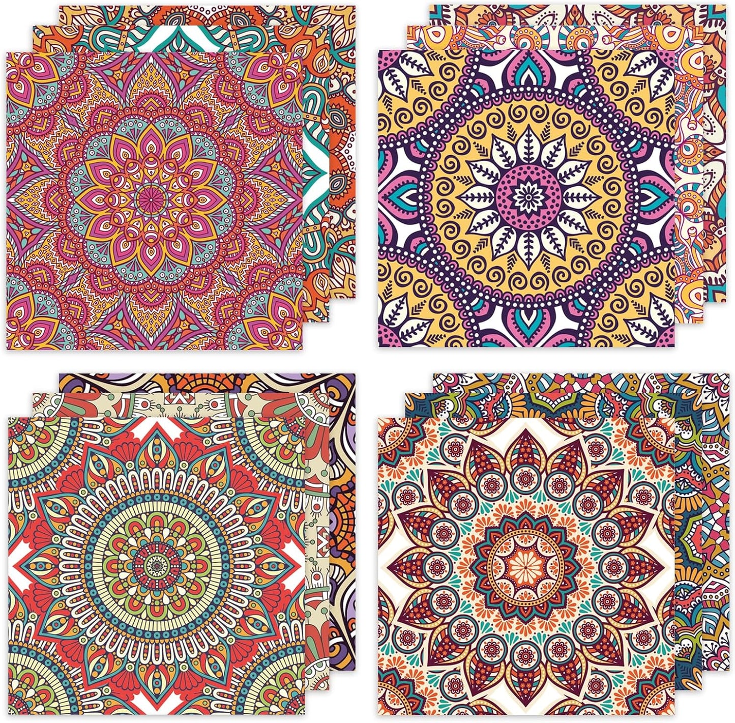 24 Sheets 12 Designs Scrapbook Paper Pad,6"×6” Single-Sided Decopodge Craft Cardstock Paper,Scrapbooking DIY Decorative Background Cardmaking Supplies.Datura