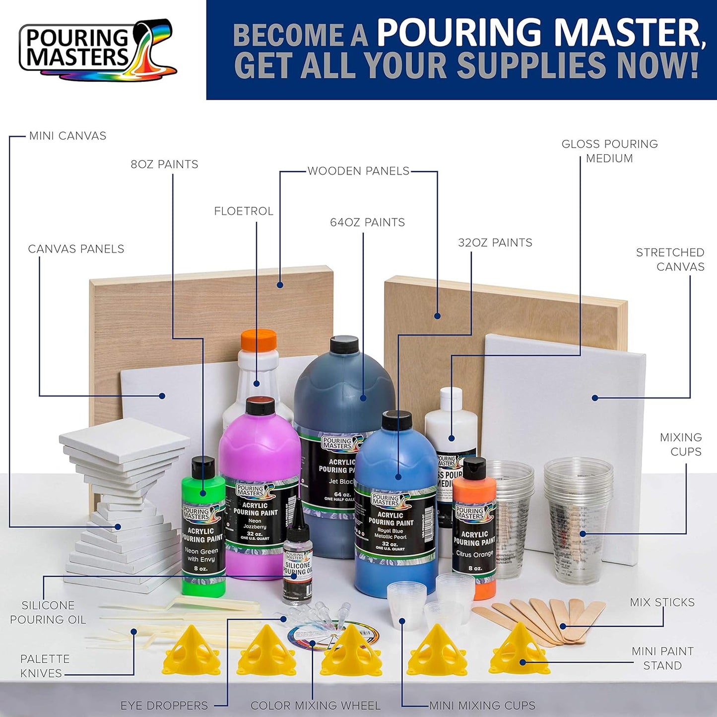 Pouring Masters Forest Green Ready to Pour Acrylic Pouring Paint - Premium 8-Ounce Pre-Mixed Fluid Acrylic Paint - Fluid Art Supplies for Canvas, Wood, Paper, Tile & Rocks