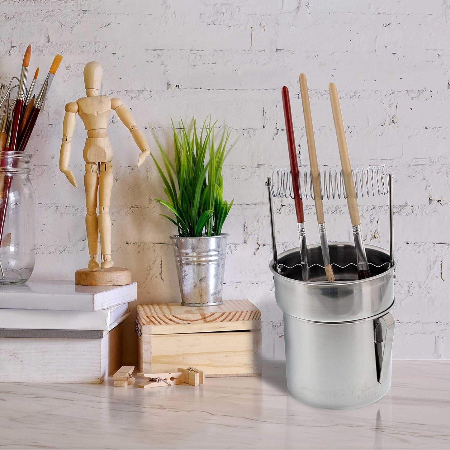 US Art Supply Deluxe Brush Cleaner-Brush Washer with Wash Tank