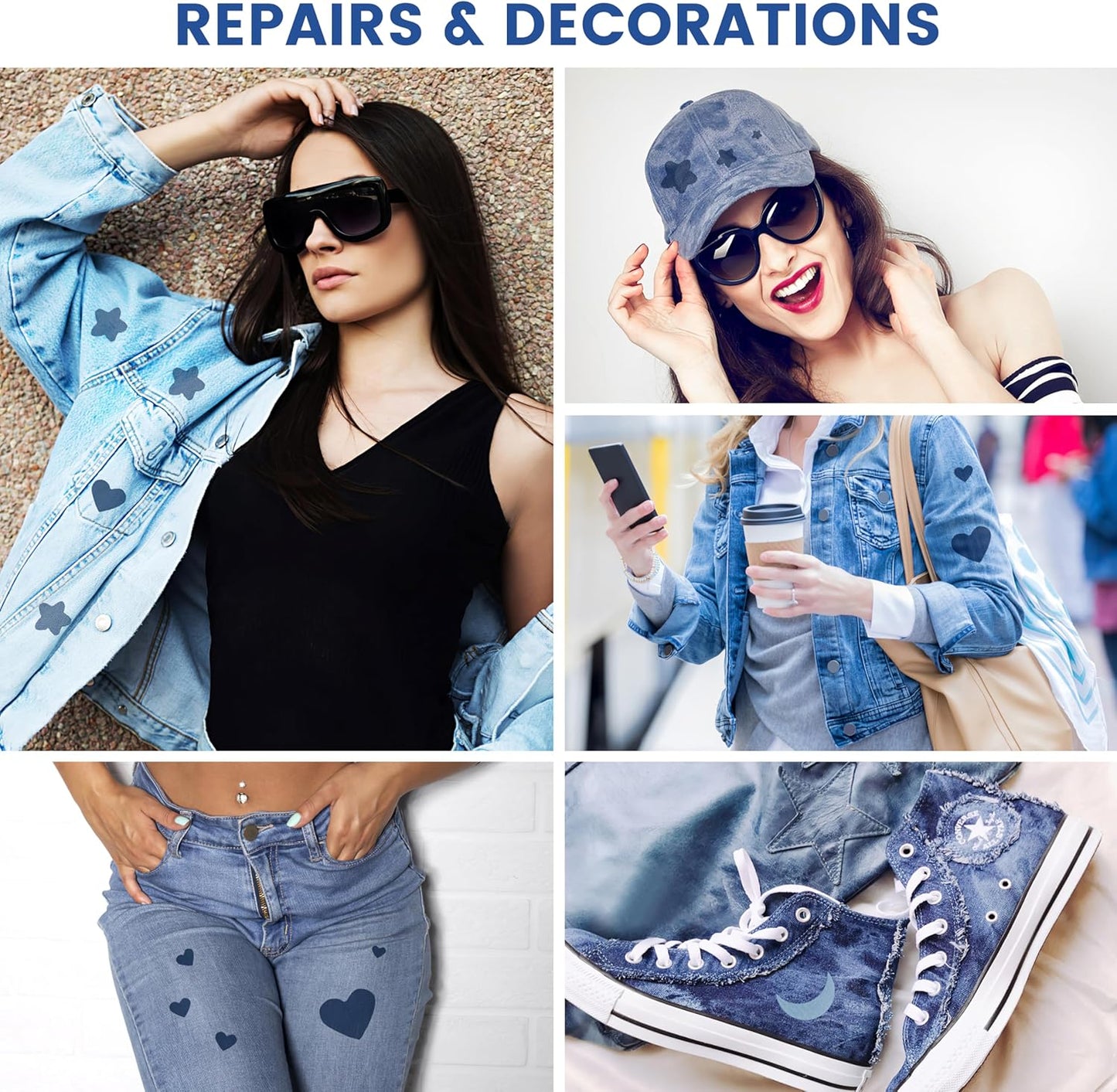 Denim Patches for Inside Jeans - Iron On Patches for Jeans - Jeans Patch for Repairing Pant Holes and Covering Imperfections, Large Size, 4 in. x 60 in.Black