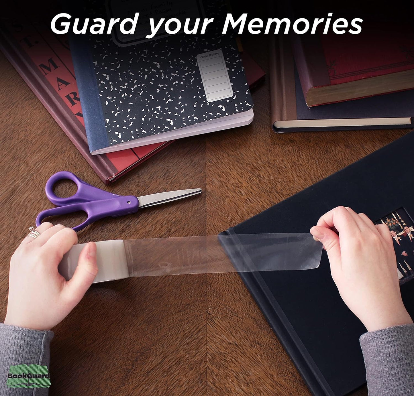 BookGuard 2 Inch Stretchable Clear Book Tape, Clear Book Repair Poly Tape, 15 Yards per Roll - Case of 5