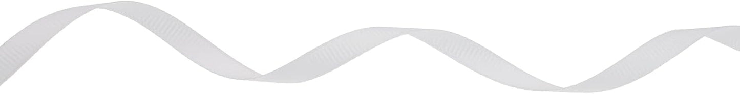 Solid Grosgrain Ribbon 25 Yard Each Roll 100% Polyester Woven Edge (1/4", White)