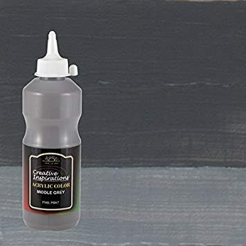 Creative Inspirations Acrylic Paint - Middle Grey - 500 mL Bottle - Smooth & Creamy Consistency, Vibrant Pigmentation, Great Coverage for Artists - Clean Up with Soap & Water