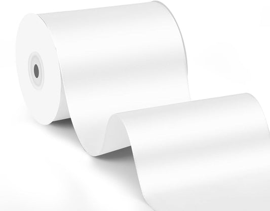 4 Inch x 25 Yard White Satin Ribbon - Perfect for Gift Wrapping, Cutting Ribbons, Ceremony Décor, Wedding Bouquets, Embroidery, Christmas Crafts & Sewing Projects