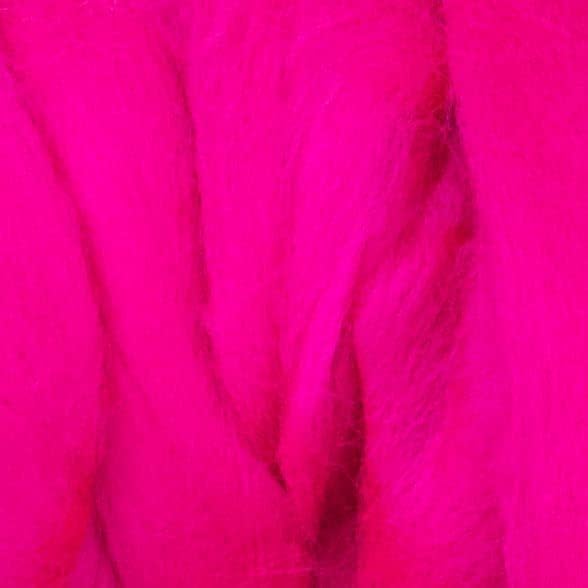 Colored Natural Wool roving, 8 OZ. Best Wool for Needle Felting, Wet Felting, handcrafts and Spinning. (Magenta)