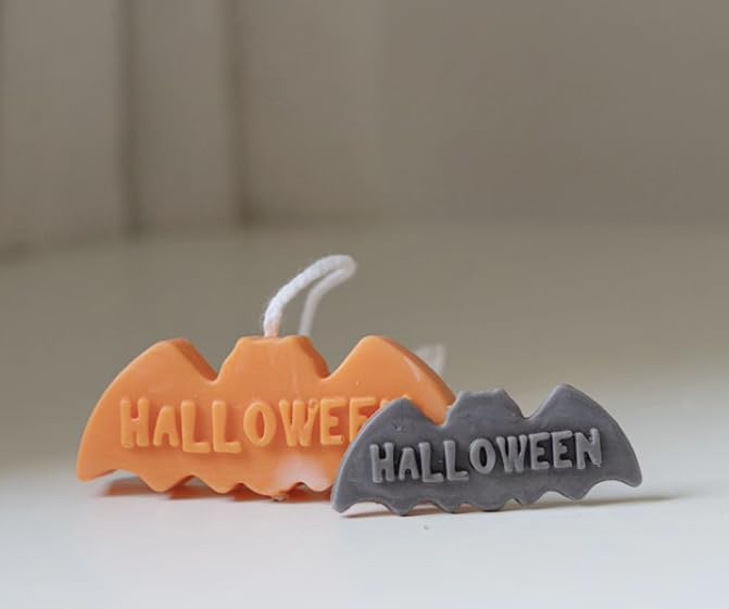 3 Pcs Halloween Candle Silicone Molds Set, DIY Letter Bat, Mummy Ball and 3D Pumpkin Container Mould for Candle Making, Wax Gypsum Ornament Resin Soap Chocolate Mold Home Decor