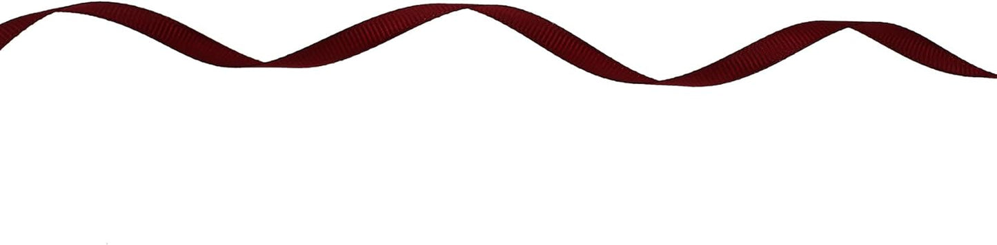 Solid Grosgrain Ribbon 25 Yard Each Roll 100% Polyester Woven Edge (1/4", Dark Red)