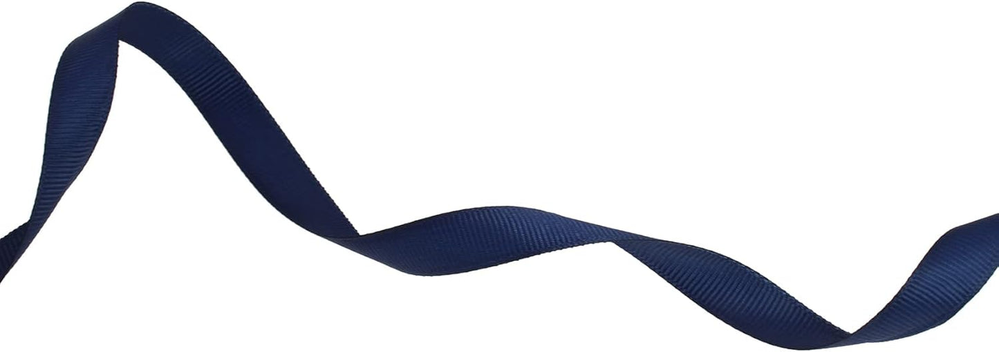 Solid Grosgrain Ribbon 25 Yard Each Roll 100% Polyester Woven Edge (5/8", Dark Blue)