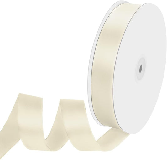1" Width x 100 Yards Satin Ribbon, Ivory Ribbon Perfect for DIY Craft, Bows, Gift Wrapping, Flower Bouquet, Valentine's Day, Christmas and Party Decoration