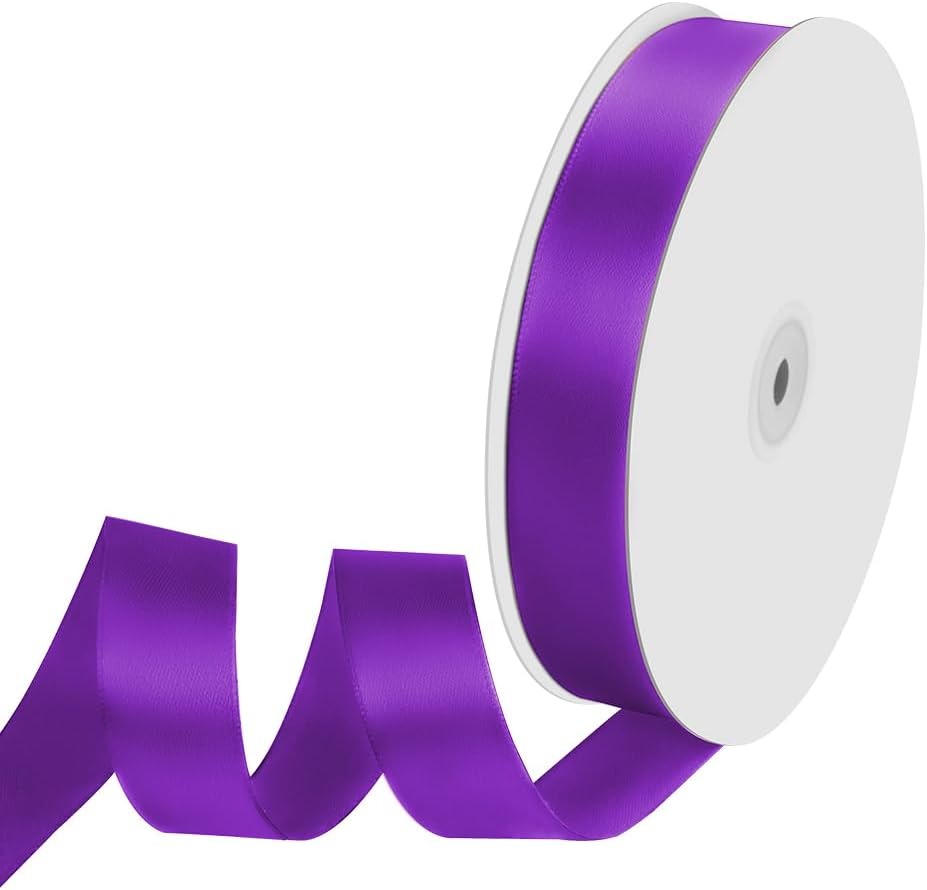 1" Width x 100 Yards Satin Ribbon, Purple Ribbon Perfect for DIY Craft, Bows, Gift Wrapping, Flower Bouquet, Valentine's Day, Christmas and Halloween Party Decoration