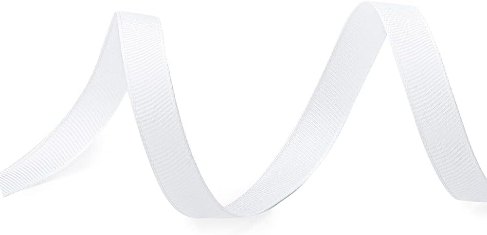 LIUYAXI 3/8" X 50 Yards Solid White Grosgrain Ribbon, Perfect for Crafts, Wedding Decor, DIY Hair Accessories, Sewing, Gift Package Wrapping and More