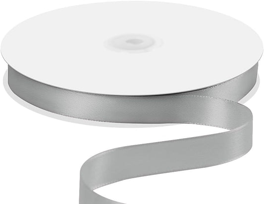 5/8" x 100 Yards Satin Ribbon - Silver Silk Ribbon with Spool - Ideal for Gift Wrapping, Floral Bouquets, Crafts, Wedding Party Decorations, Christmas and Sewing Projects