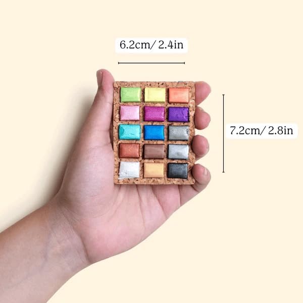 Viviva Colors Nano Watercolor Paint Set - 15 Metallic Watercolor Paints for Adults, Beginners, Artists, Hobbyists - Travel color palette, Vibrant & Handmade Mini Watercolor Kit with Mixing Palette