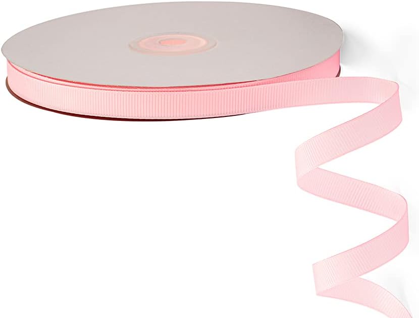 LIUYAXI 3/8" X 50 Yards Solid Pink Grosgrain Ribbon, Perfect for Crafts, Wedding Decor, DIY Hair Accessories, Sewing, Gift Package Wrapping and More