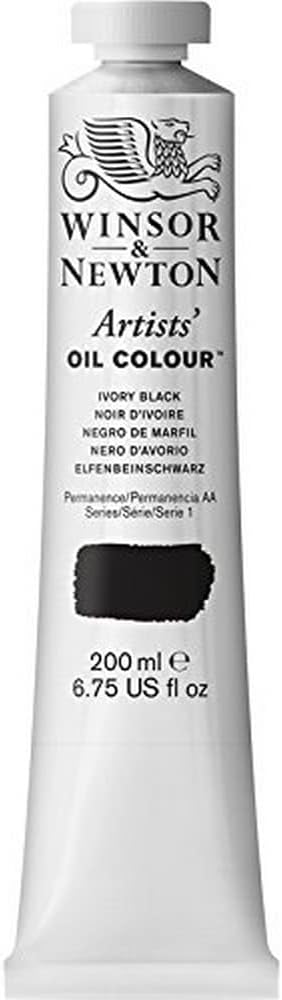 Winsor & Newton Artists' Oil Color, 200ml (6.75 oz) Tube, Ivory Black
