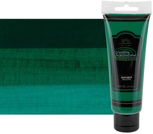 Creative Inspirations Acrylic Paint - Deep Green - 120 mL Tube - Smooth & Creamy Consistency, Vibrant Pigmentation, Great Coverage for Artists - Clean Up with Soap & Water