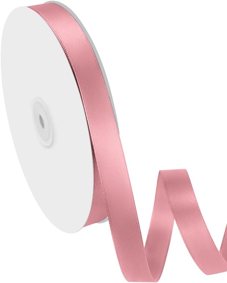 5/8" Width x 100 Yards Satin Ribbon, Pink Ribbon Perfect for DIY Craft, Bows, Gift Wrapping, Flower Bouquet, Valentine's Day, Christmas and Party Decoration