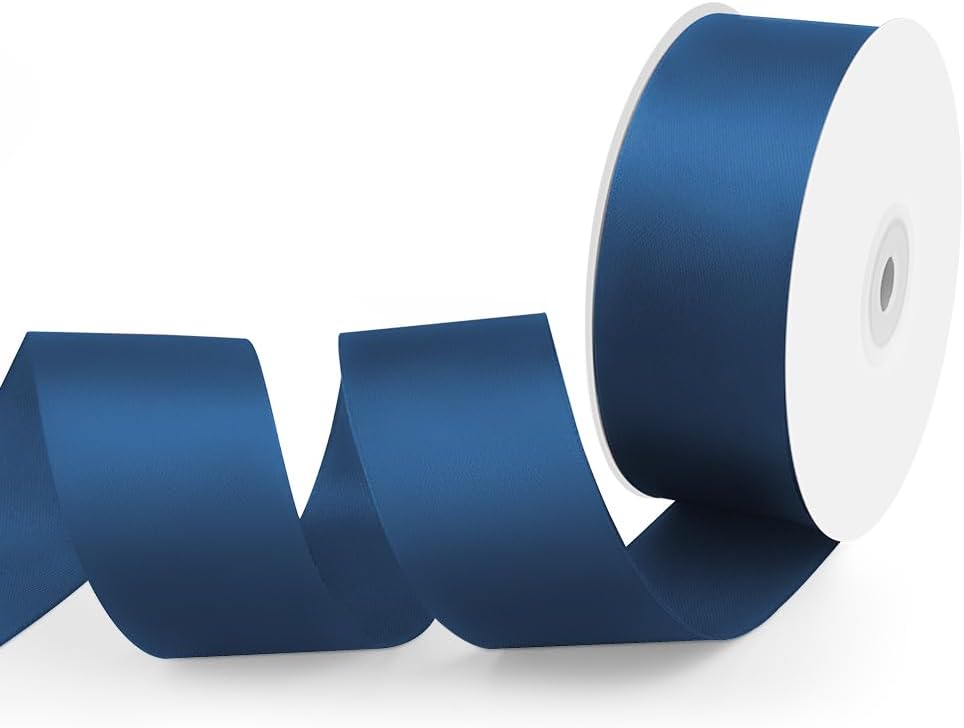 1-1/2" Width x 50 Yards Satin Fabric Ribbon, Navy Blue Ribbon Perfect for DIY Bows, Swags, Gift Wrapping, Craft, Flower Bouquet，Christmas and Party Decoration