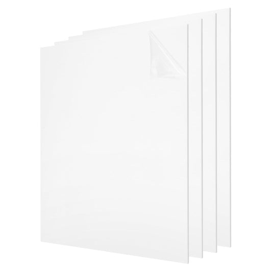 uxcell 4Pcs Acrylic Sheets 8x8 Inch Acrylic Panel 1/8 Inch-3mm Plastic Board for Picture Frames Sign Holders DIY Display Projects Craft, White