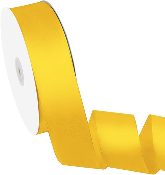 1-1/2" x 100 Yards Satin Ribbon - Yellow Silk Ribbon with Spool - Ideal for Gift Wrapping, Floral Bouquets, Crafts, Wedding Party Decorations, Christmas and Sewing Projects