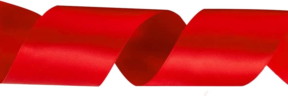 LIUYAXI Red Double Faced Satin Ribbon, 2" X Continuous 50 Yards, Ribbons Perfect for Gift Wrapping Wedding DIY Craft Bow Making & Other Projects