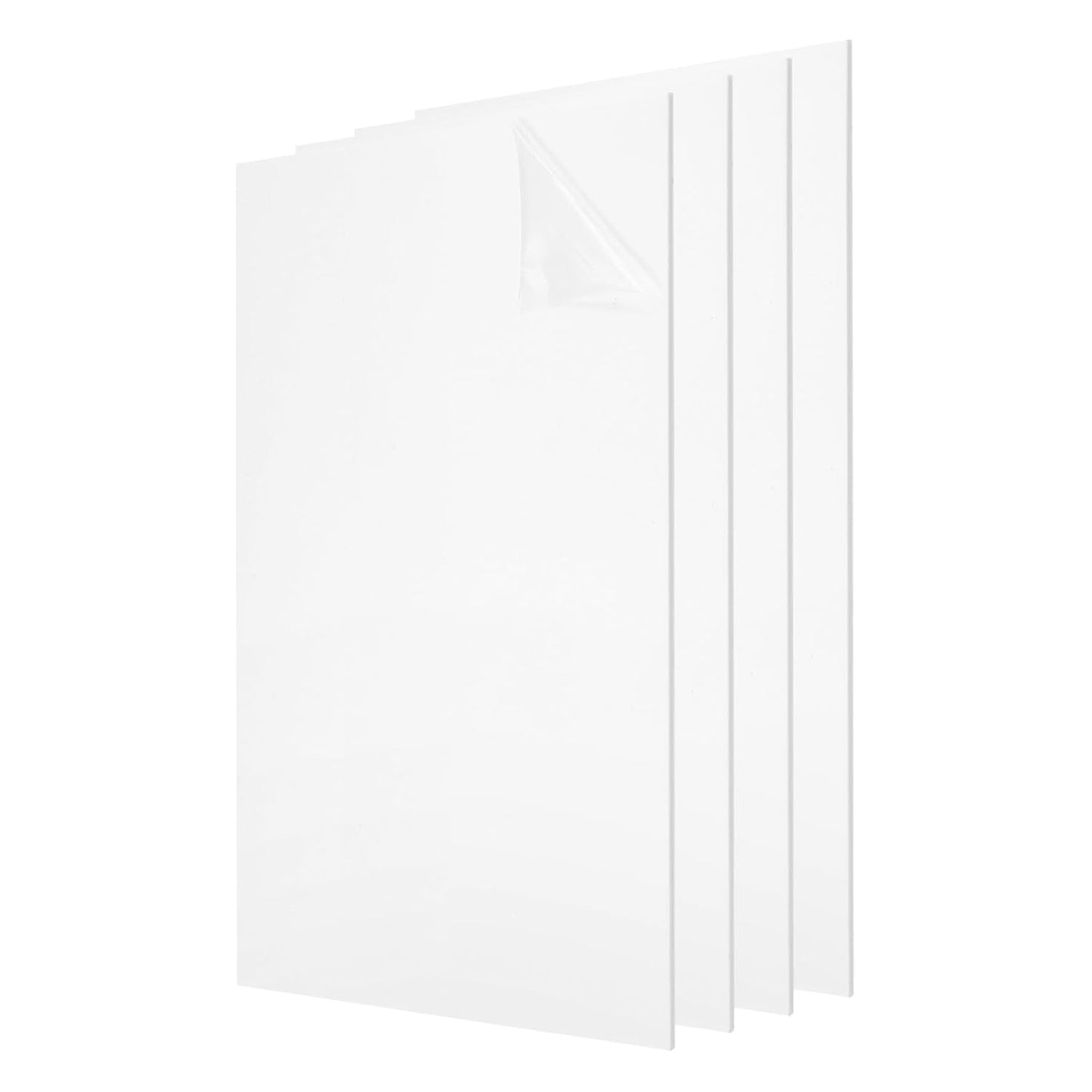 uxcell 4Pcs Acrylic Sheets 12x6 Inch Acrylic Panel 1/8 Inch-3mm Plastic Board for Picture Frames Sign Holders DIY Display Projects Craft, White