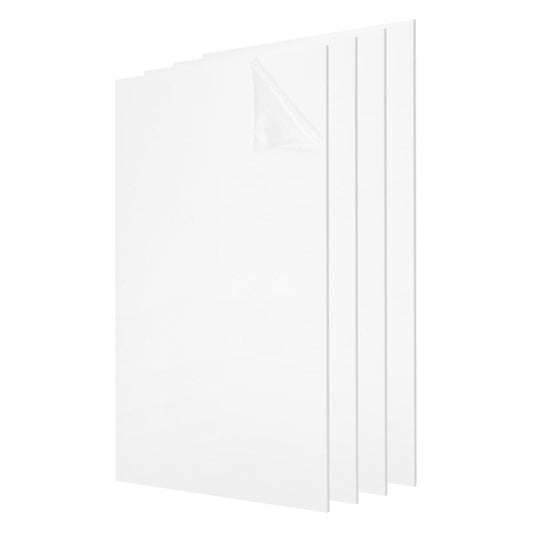 uxcell 4Pcs Acrylic Sheets 12x6 Inch Acrylic Panel 1/8 Inch-3mm Plastic Board for Picture Frames Sign Holders DIY Display Projects Craft, White