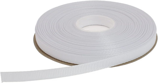 Solid Grosgrain Ribbon 25 Yard Each Roll 100% Polyester Woven Edge (1/4", White)