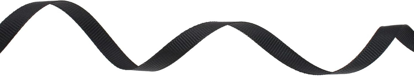 Solid Grosgrain Ribbon 25 Yard Each Roll 100% Polyester Woven Edge (1/4", Black)