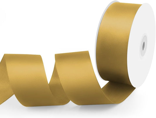 1-1/2" Width x 50 Yards Satin Fabric Ribbon, Gold Ribbon Perfect for DIY Bows, Swags, Gift Wrapping, Craft, Flower Bouquet，Christmas and Party Decoration