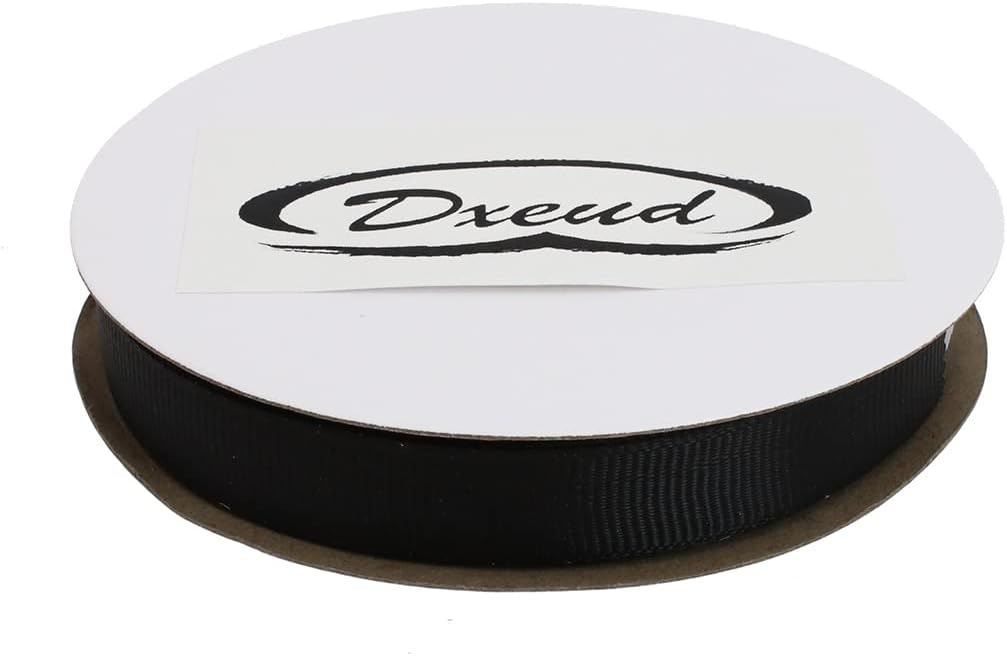 Solid Grosgrain Ribbon 25 Yard Each Roll 100% Polyester Woven Edge (1/2", Black)