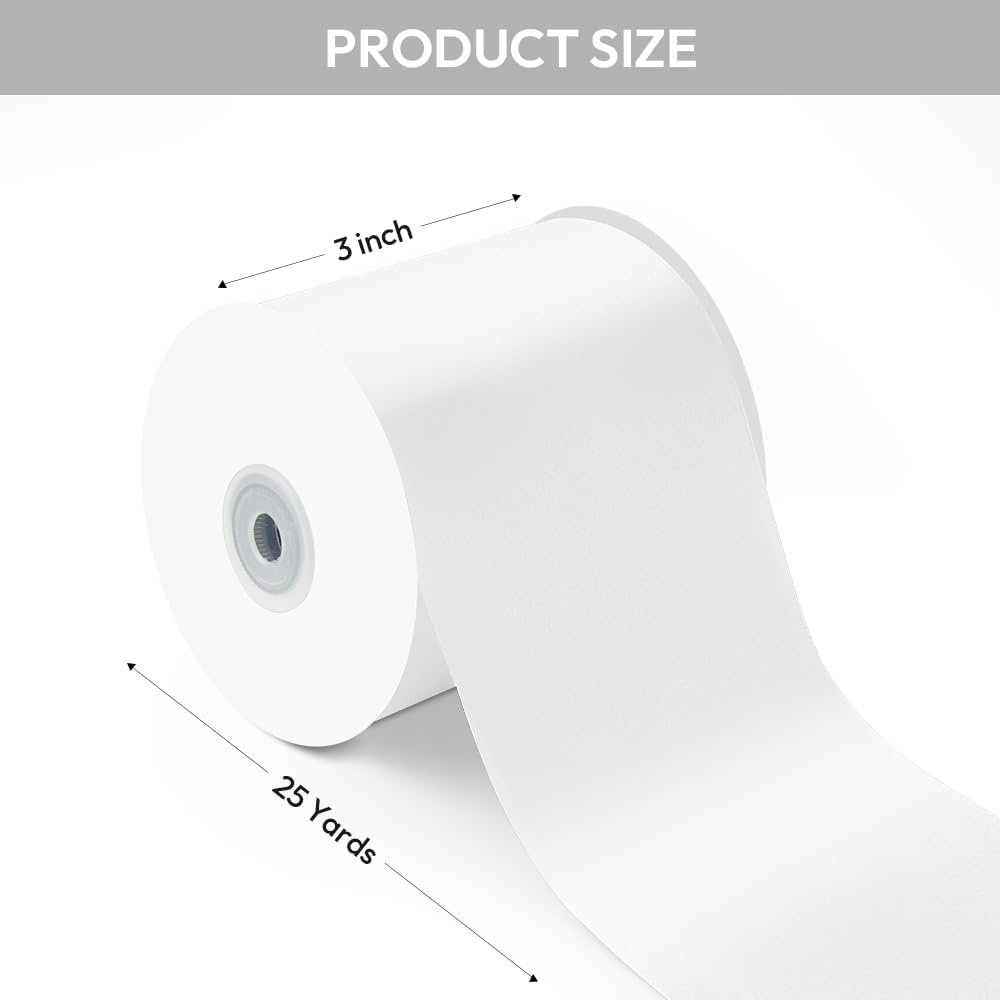 3" Width x 25 Yards Satin Fabric Ribbon, White Ribbon Perfect for Wedding Car, Chair Sash, Grand Opening Ceremony, Big Bows, Embroidery, Floral Crafts, Party Decoration
