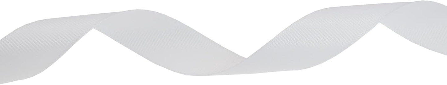 Solid Grosgrain Ribbon 25 Yard Each Roll 100% Polyester Woven Edge (1", White)