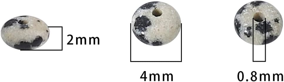 Natural Dalmatian Disk Stone Beads 4x2mm 160pcs Rondelle Loose Semi Gemstone Beads for Jewelry Making Design