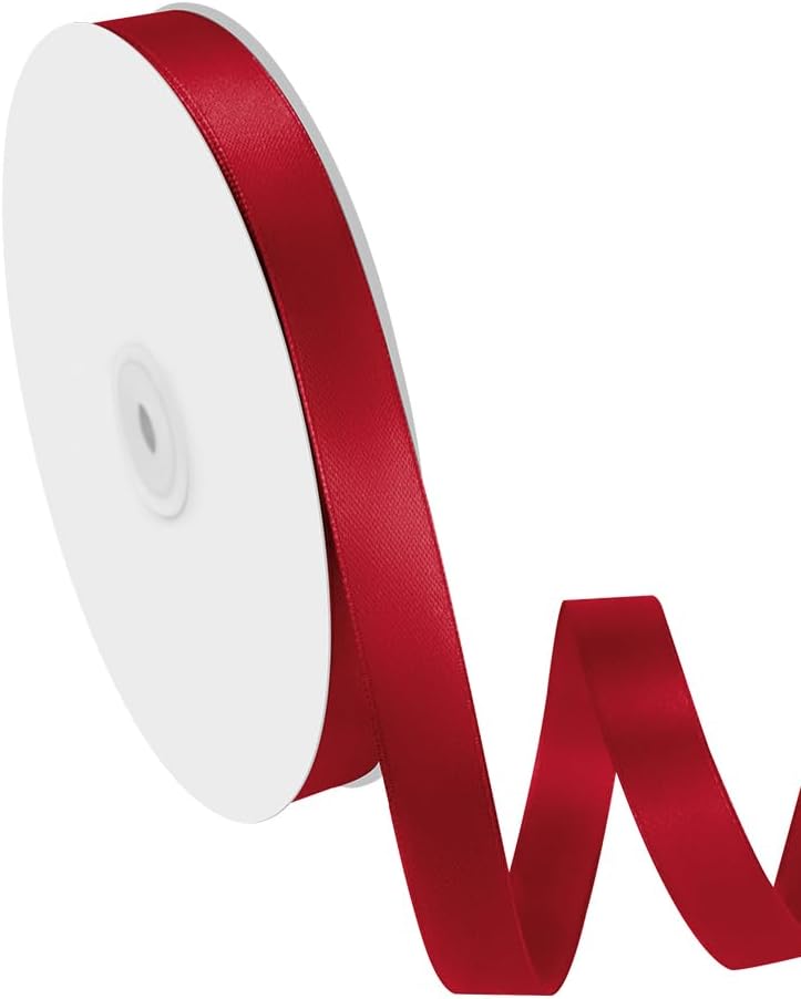 5/8" Width x 100 Yards Satin Ribbon, Burgundy Ribbon Perfect for DIY Craft, Bows, Gift Wrapping, Flower Bouquet, Valentine's Day, Christmas and Party Decoration