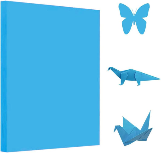 A4 Origami Paper Lake Blue 100 Sheets, 8.27×11.7 inch Double Sided Color Easy Fold Big Origami Paper A4 Colored Copy Papers Thin 70gsm for Beginners, DIY handwork Art and Craft Projects (210 x 297 mm)