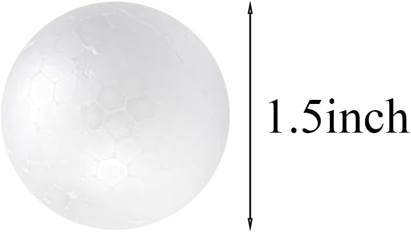Crafjie Craft Foam Balls 25-Pack 1.5 Inches in Diamete, Smooth and Durable Foam Balls, for DIY Crafting and Decoration, White