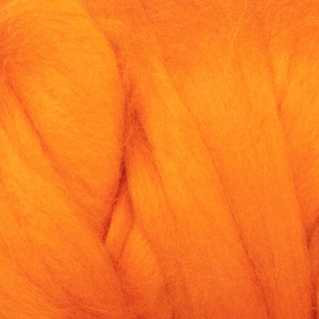 Colored Natural Wool roving, 8 OZ. Best Wool for Needle Felting, Wet Felting, handcrafts and Spinning. (Orange)