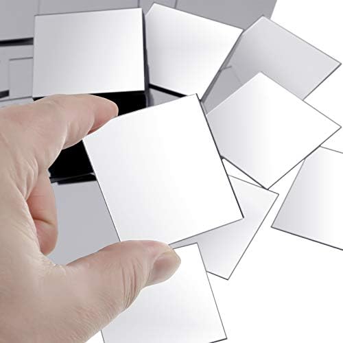 Jetec Mini Size Acrylic Square Mirror Adhesive Small Square Mirror Tiles for Crafts and DIY Projects Supplies(50 Pcs,2 Inches)