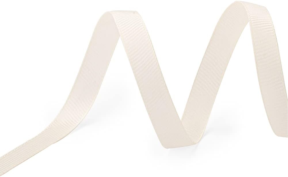 LIUYAXI 3/8" X 50 Yards Solid Ivory/Cream Grosgrain Ribbon, Perfect for Crafts, Wedding Decor, DIY Hair Accessories, Sewing, Gift Package Wrapping and More