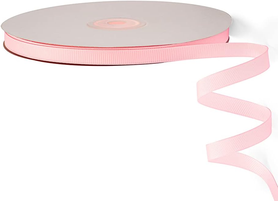LIUYAXI 1/4" X 50 Yards Solid Pink Grosgrain Ribbon, Perfect for Crafts, Wedding Decor, DIY Hair Accessories, Sewing, Gift Package Wrapping and More